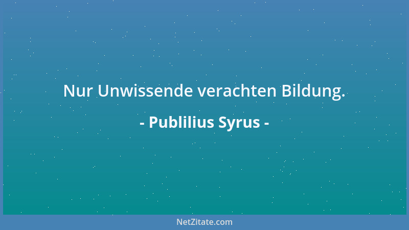 Publilius Syrus - Nur Unwissende verachten Bildung....