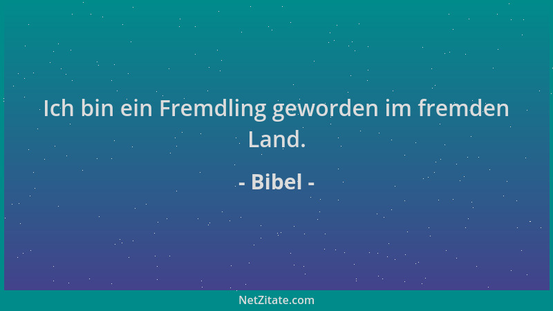 Bibel - Ich bin ein Fremdling geworden im fremden Land....