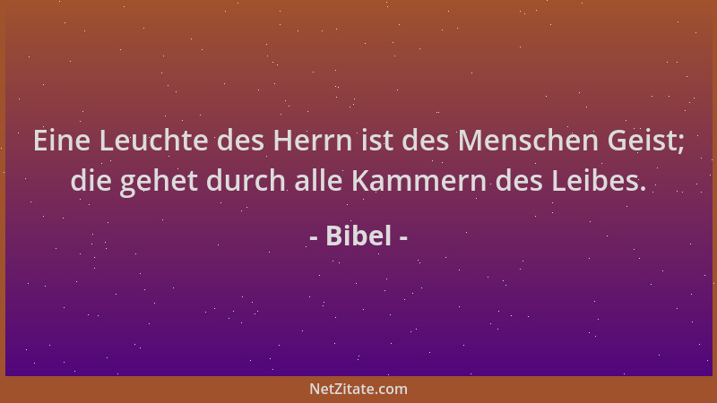 Bibel - Eine Leuchte des Herrn ist des Menschen Geist; die gehet durch alle Kammern des Leibes....