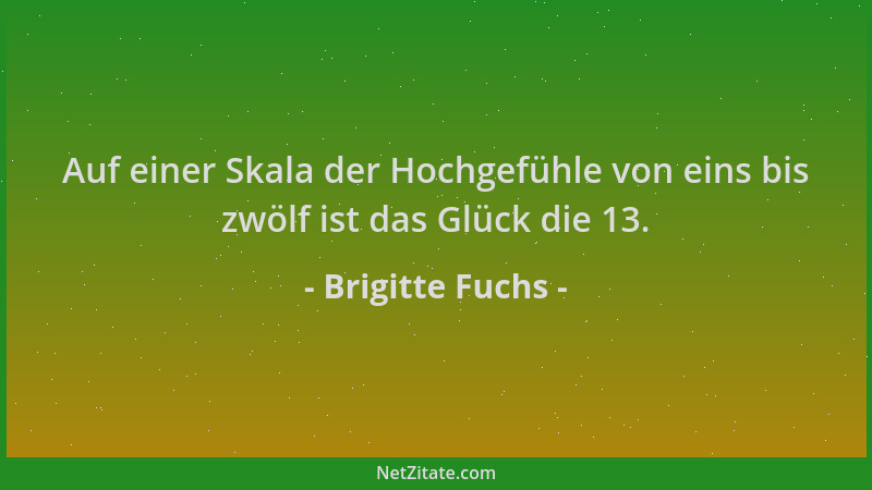 Brigitte Fuchs - Auf einer Skala der Hochgefühle von eins bis zwölf ist das Glück die 13....