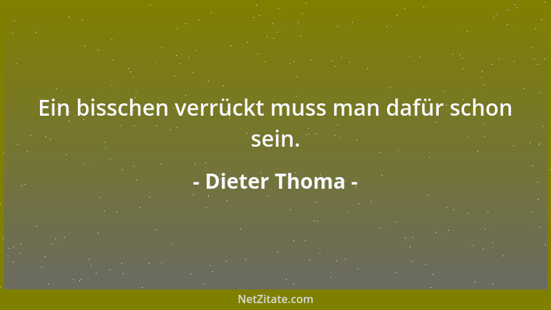 Dieter Thoma - Ein bisschen verrückt muss man dafür schon sein....