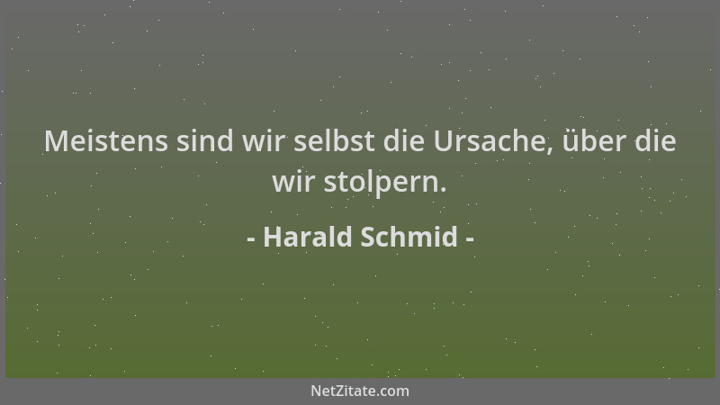 Harald Schmid - Meistens sind wir selbst die Ursache, über die wir stolpern....