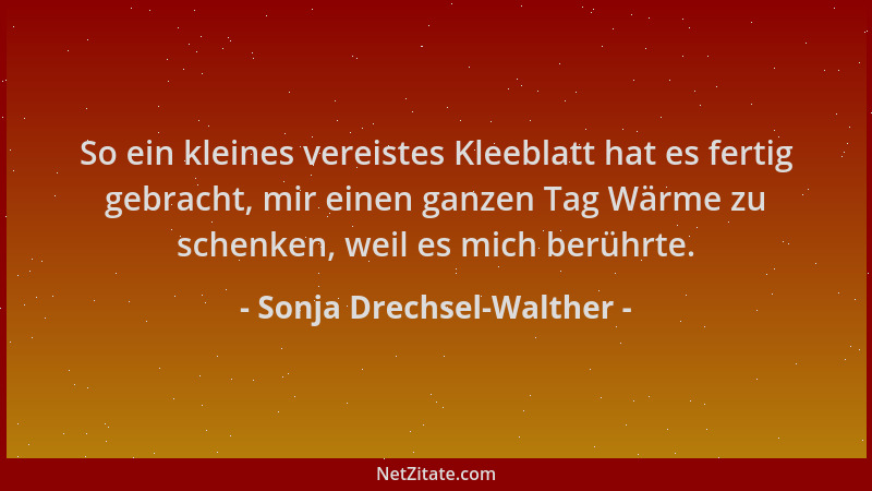 Sonja Drechsel-Walther - So ein kleines vereistes Kleeblatt hat es fertig gebracht, mir einen ganzen Tag Wärme zu schenken,...