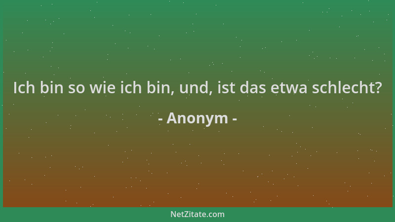 Anonym - Ich bin so wie ich bin, und, ist das etwa schlecht?...