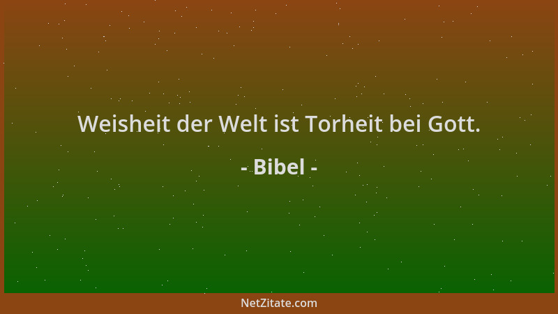Bibel - Weisheit der Welt ist Torheit bei Gott....
