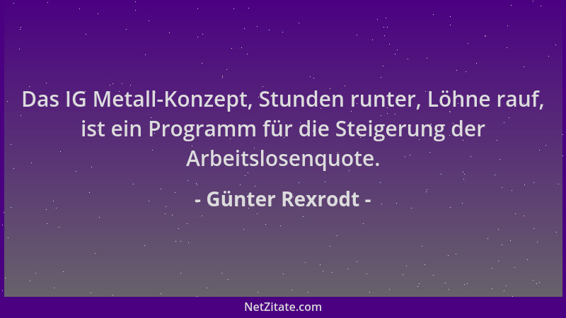 Günter Rexrodt - Das IG Metall-Konzept, Stunden runter, Löhne rauf, ist ein Programm für die Steigerung der Arbeitslosenquo...
