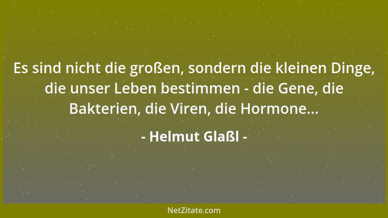 Helmut Glaßl - Es sind nicht die großen, sondern die kleinen Dinge, die unser Leben bestimmen - die Gene, die Bakterien, di...