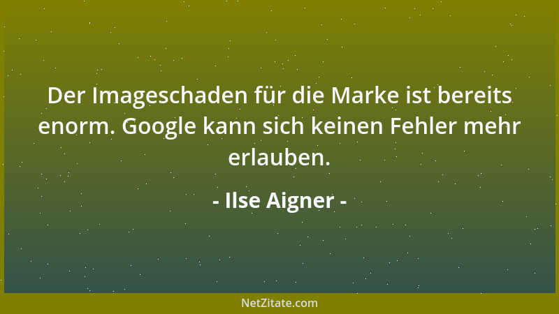 Ilse Aigner - Der Imageschaden für die Marke ist bereits enorm. Google kann sich keinen Fehler mehr erlauben....