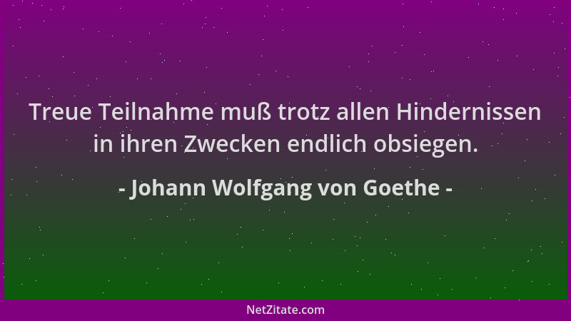 Johann Wolfgang von Goethe - Treue Teilnahme muß trotz allen Hindernissen in ihren Zwecken endlich obsiegen....