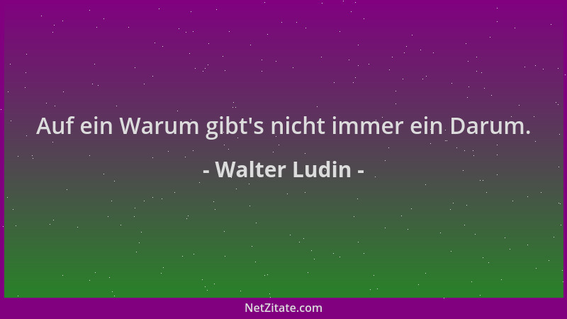 Walter Ludin - Auf ein Warum gibt 's nicht immer ein Darum....