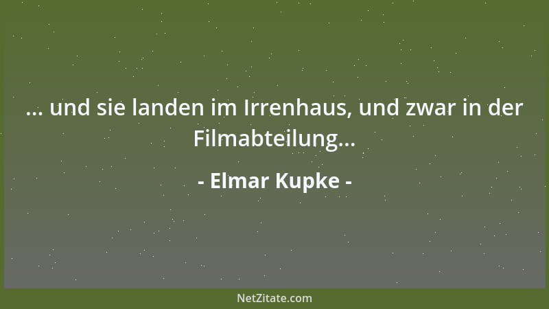 Elmar Kupke - ... und sie landen im Irrenhaus, und zwar in der Filmabteilung......