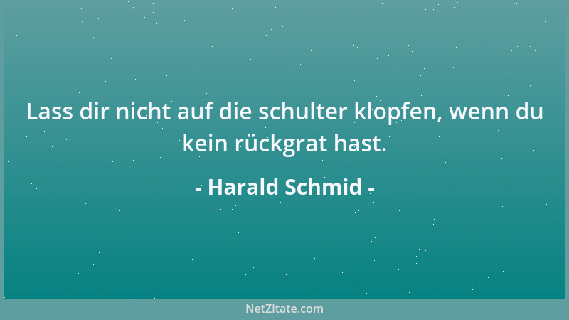 Harald Schmid - Lass dir nicht auf die schulter klopfen, wenn du kein rückgrat hast....