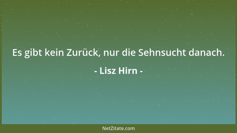 Lisz Hirn - Es gibt kein Zurück, nur die Sehnsucht danach....