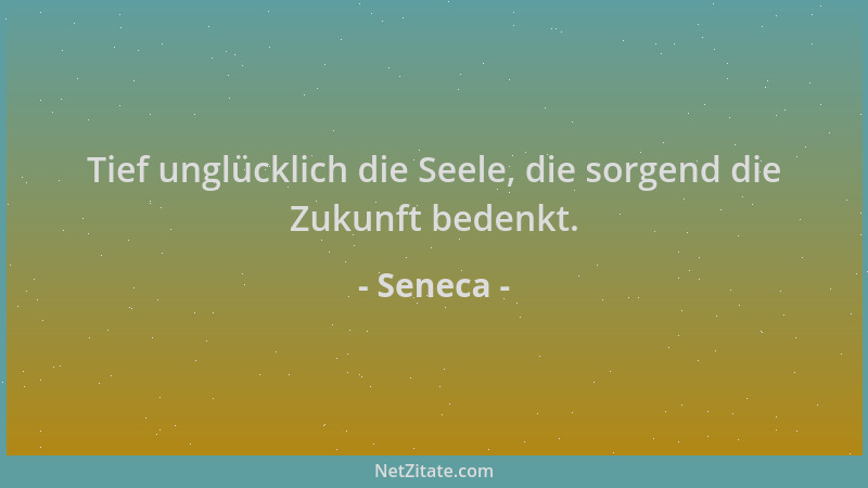 Seneca - Tief unglücklich die Seele, die sorgend die Zukunft bedenkt....