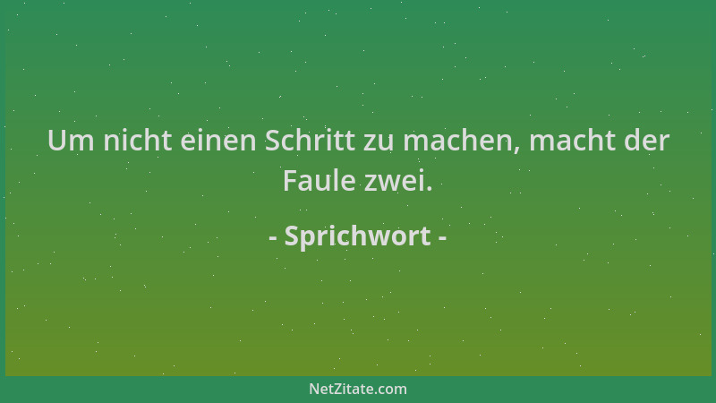 Sprichwort - Um nicht einen Schritt zu machen, macht der Faule zwei....