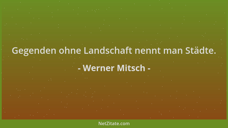 Werner Mitsch - Gegenden ohne Landschaft nennt man Städte....