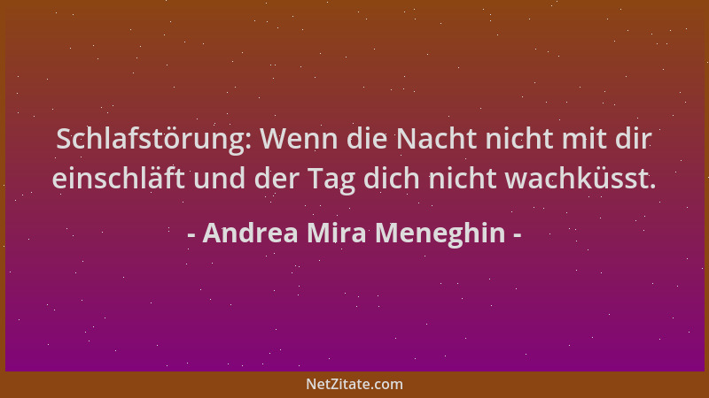 Andrea Mira Meneghin - Schlafstörung: Wenn die Nacht nicht mit dir einschläft und der Tag dich nicht wachküsst....
