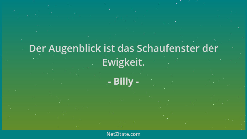 Billy - Der Augenblick ist das Schaufenster der Ewigkeit....