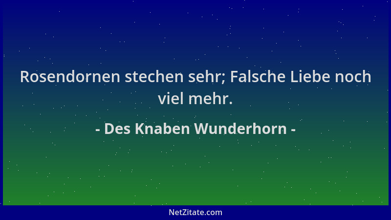 Des Knaben Wunderhorn - Rosendornen stechen sehr; Falsche Liebe noch viel mehr....
