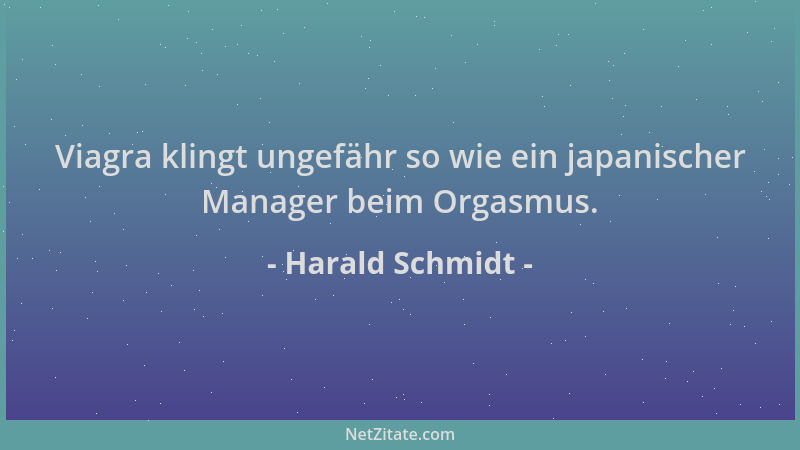 Harald Schmidt - Viagra klingt ungefähr so wie ein japanischer Manager beim Orgasmus....