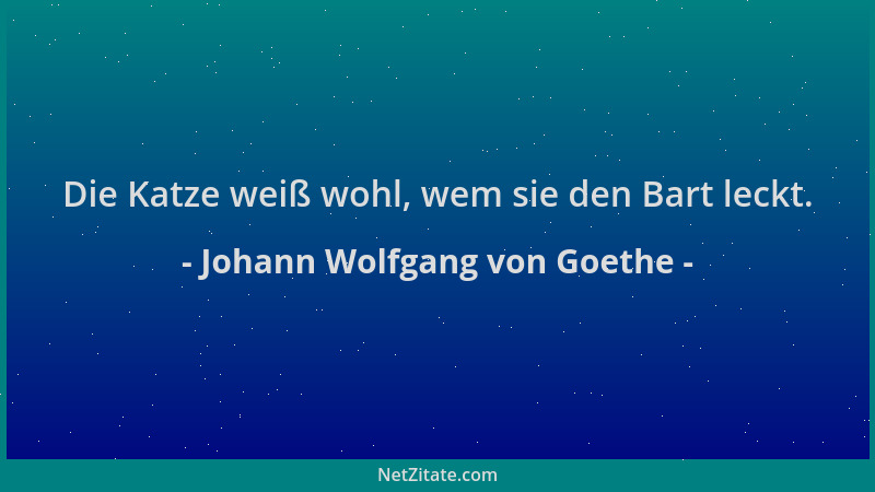 Johann Wolfgang von Goethe - Die Katze weiß wohl, wem sie den Bart leckt....