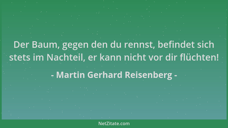 Martin Gerhard Reisenberg - Der Baum, gegen den du rennst, befindet sich stets im Nachteil, er kann nicht vor dir flüchten!...