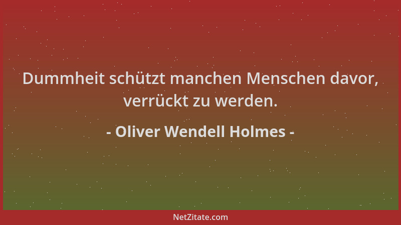 Oliver Wendell Holmes - Dummheit schützt manchen Menschen davor, verrückt zu werden....
