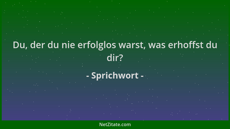 Sprichwort - Du, der du nie erfolglos warst, was erhoffst du dir?...