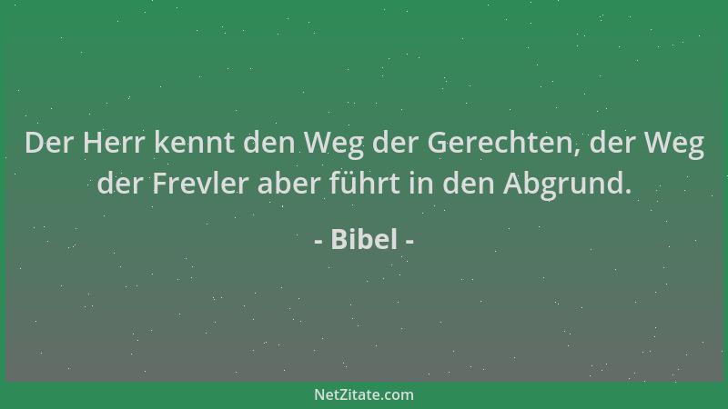 Bibel - Der Herr kennt den Weg der Gerechten, der Weg der Frevler aber führt in den Abgrund....