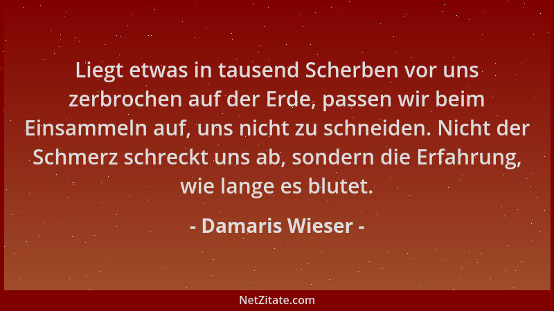 Damaris Wieser - Liegt etwas in tausend Scherben vor uns zerbrochen auf der Erde, passen wir beim Einsammeln auf, uns nicht...
