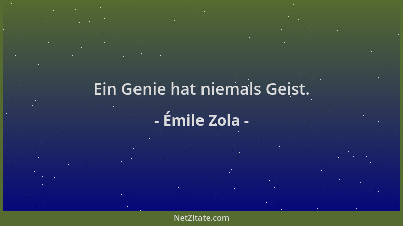 Émile Zola - Ein Genie hat niemals Geist....