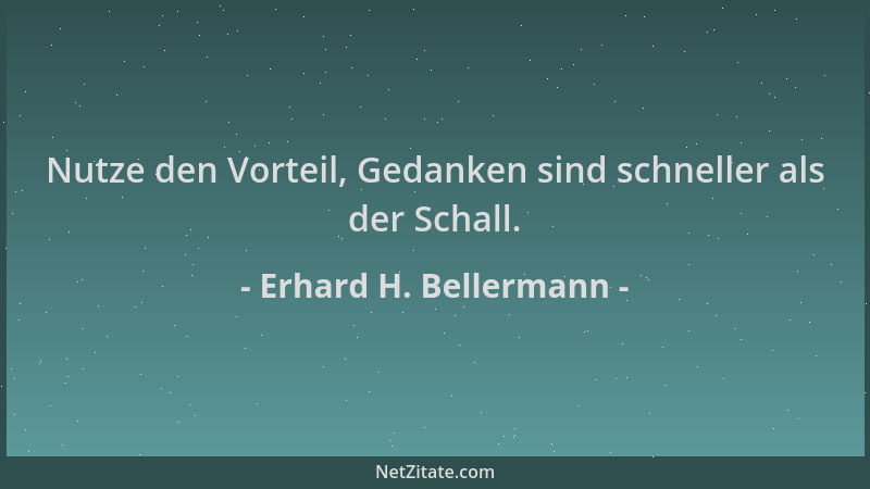 Erhard H. Bellermann - Nutze den Vorteil, Gedanken sind schneller als der Schall....