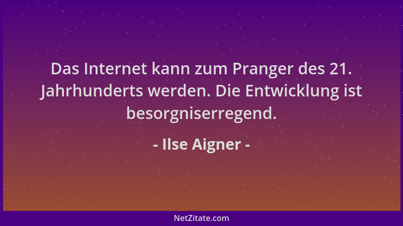 Ilse Aigner - Das Internet kann zum Pranger des 21. Jahrhunderts werden. Die Entwicklung ist besorgniserregend....