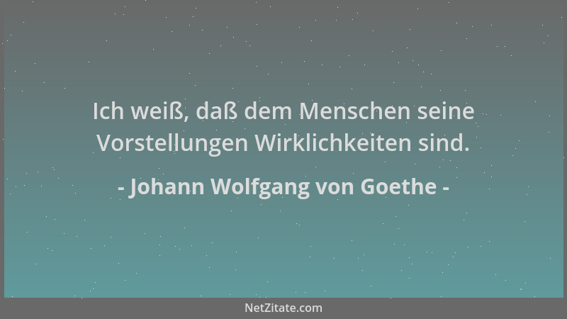 Johann Wolfgang von Goethe - Ich weiß, daß dem Menschen seine Vorstellungen Wirklichkeiten sind....