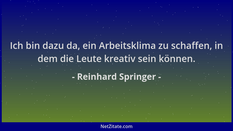 Reinhard Springer - Ich bin dazu da, ein Arbeitsklima zu schaffen, in dem die Leute kreativ sein können....