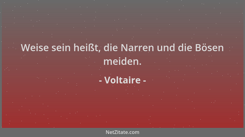 Voltaire - Weise sein heißt, die Narren und die Bösen meiden....