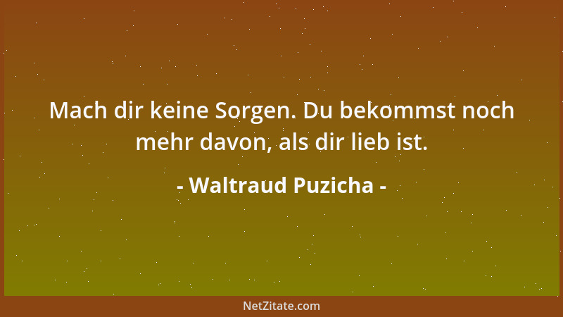 Waltraud Puzicha - Mach dir keine Sorgen. Du bekommst noch mehr davon, als dir lieb ist....