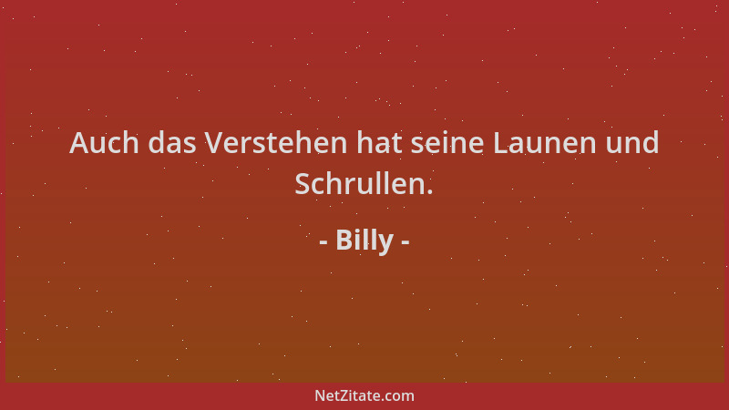 Billy - Auch das Verstehen hat seine Launen und Schrullen....