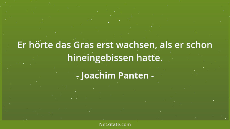 Joachim Panten - Er hörte das Gras erst wachsen, als er schon hineingebissen hatte....