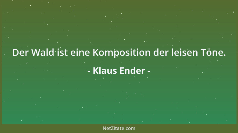 Klaus Ender - Der Wald ist eine Komposition der leisen Töne....