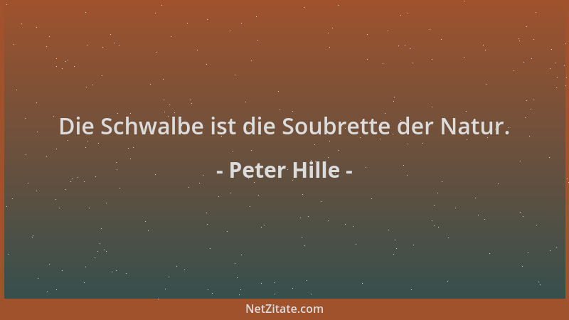 Peter Hille - Die Schwalbe ist die Soubrette der Natur....