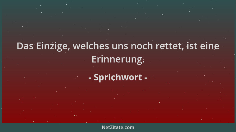 Sprichwort - Das Einzige, welches uns noch rettet, ist eine Erinnerung....