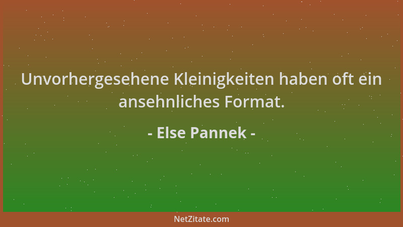 Else Pannek - Unvorhergesehene Kleinigkeiten haben oft ein ansehnliches Format....