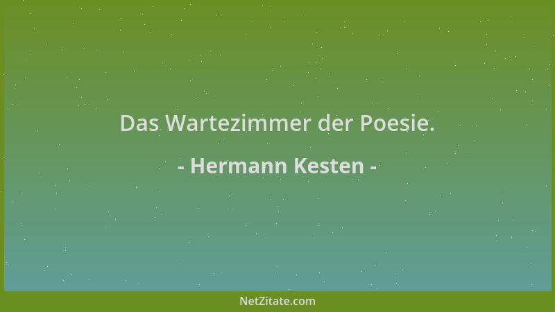 Hermann Kesten - Das Wartezimmer der Poesie....
