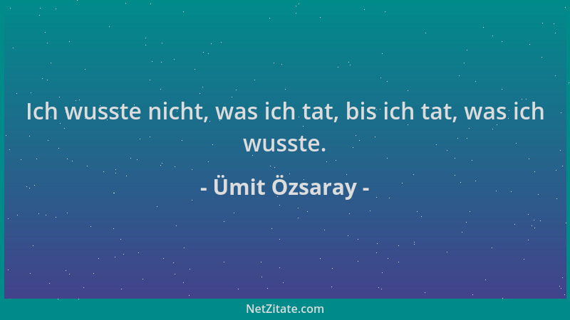 Ümit Özsaray - Ich wusste nicht, was ich tat, bis ich tat, was ich wusste....