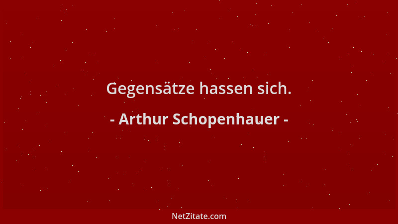 Arthur Schopenhauer - Gegensätze hassen sich....