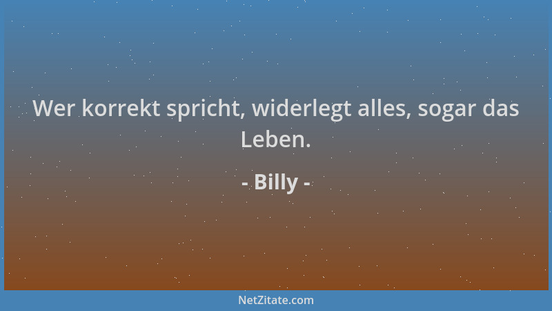 Billy - Wer korrekt spricht, widerlegt alles, sogar das Leben....