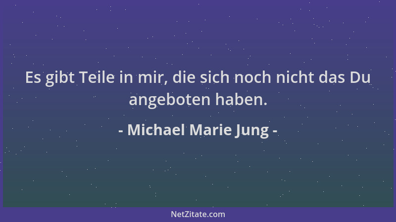 Michael Marie Jung - Es gibt Teile in mir, die sich noch nicht das Du angeboten haben....