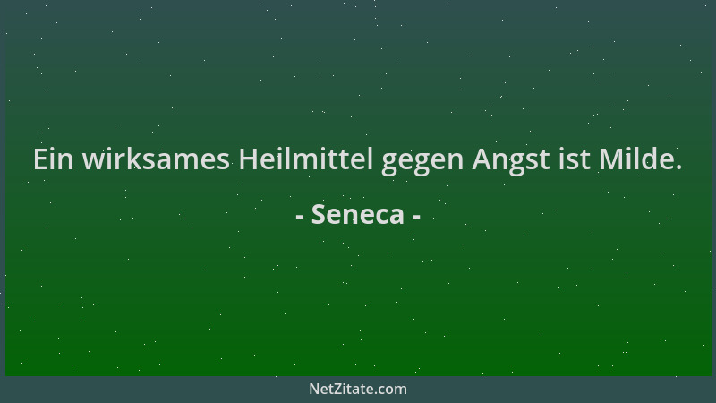 Seneca - Ein wirksames Heilmittel gegen Angst ist Milde....