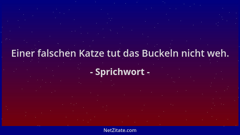 Sprichwort - Einer falschen Katze tut das Buckeln nicht weh....